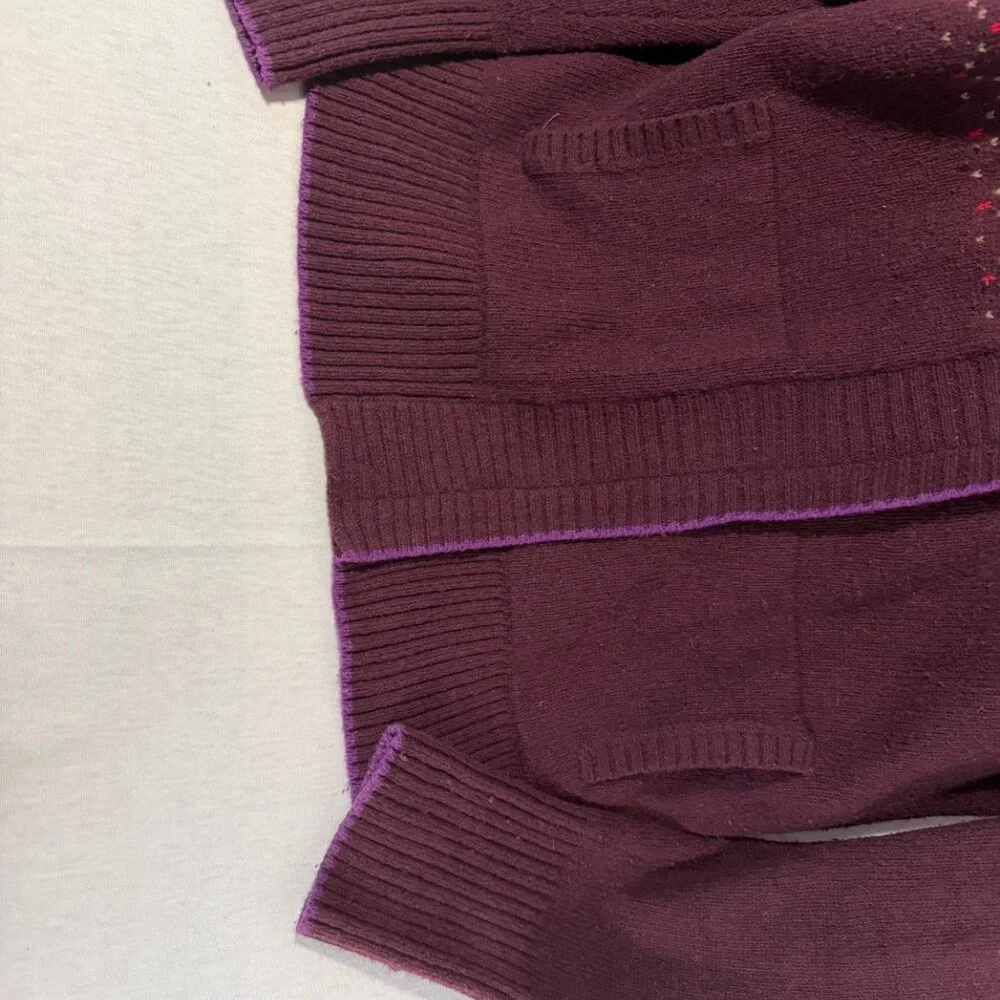 Fair isle Eddie Bauer Women’s Tall Large Zip Up Sweater Button Snap Collar - Picture 5 of 11